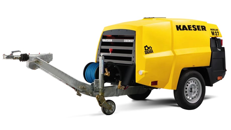 Atlas Copco, Schraubenkompressor, Baustellenkompressor, Kompressor, mobil, Luftpumpe, Fahrbarer Baukompressor, Portable Air Compressor,